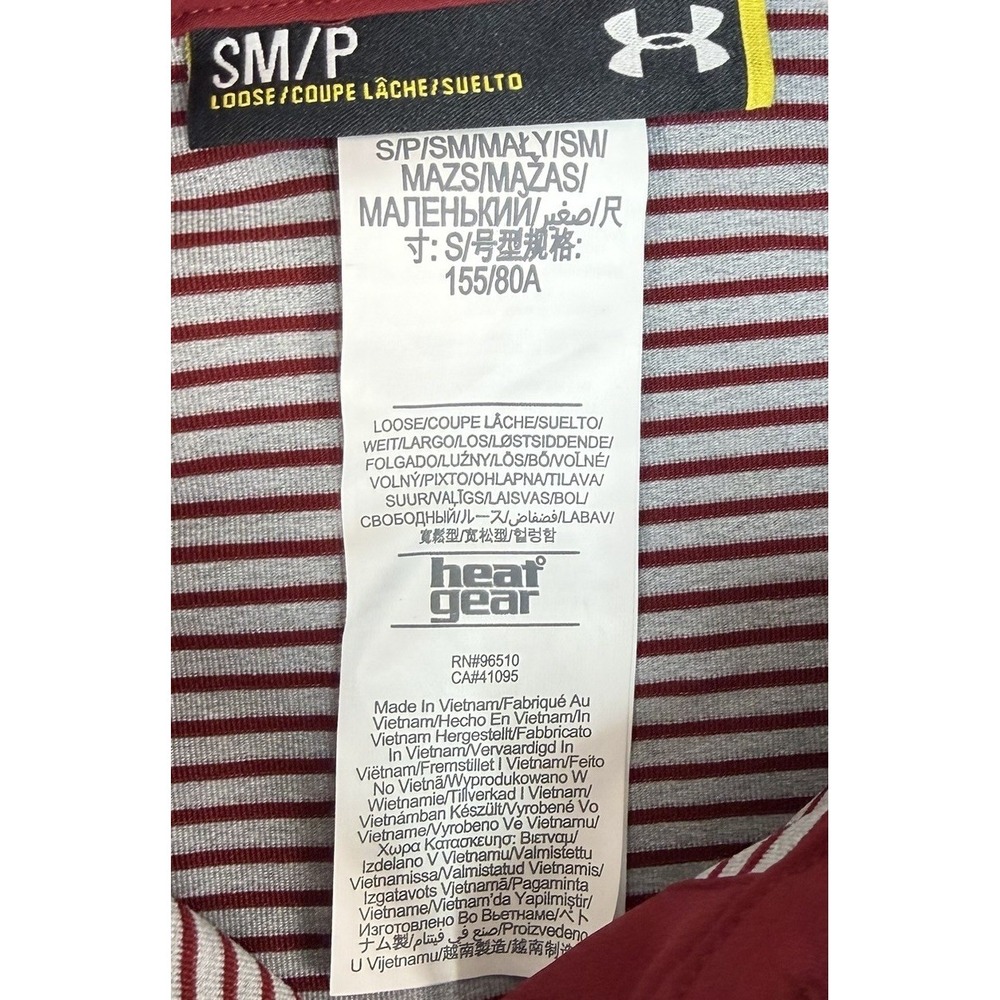 New Under Armour Women's HeatGear Zinger Striped Golf Shirt Small Polo S Maroon - Picture 5 of 11